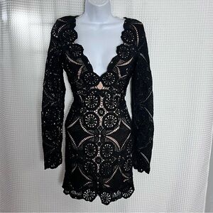 Love Triangle Black Lace Long Sleeve Dress size 10